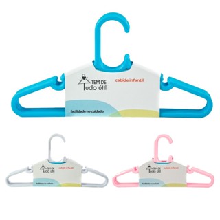 30 Cabides Infantil Reforçados para Organização de Roupas do bebe, Kit azul/rosa/branco em Oferta na Shopee