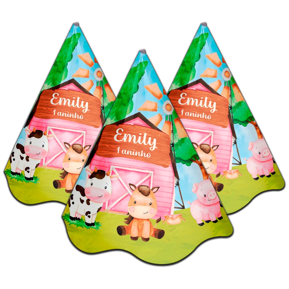 15,20,30 Chapéu Lembrancinhas Aniversario Personalizados Infantil Fazendinha Com Elásticos