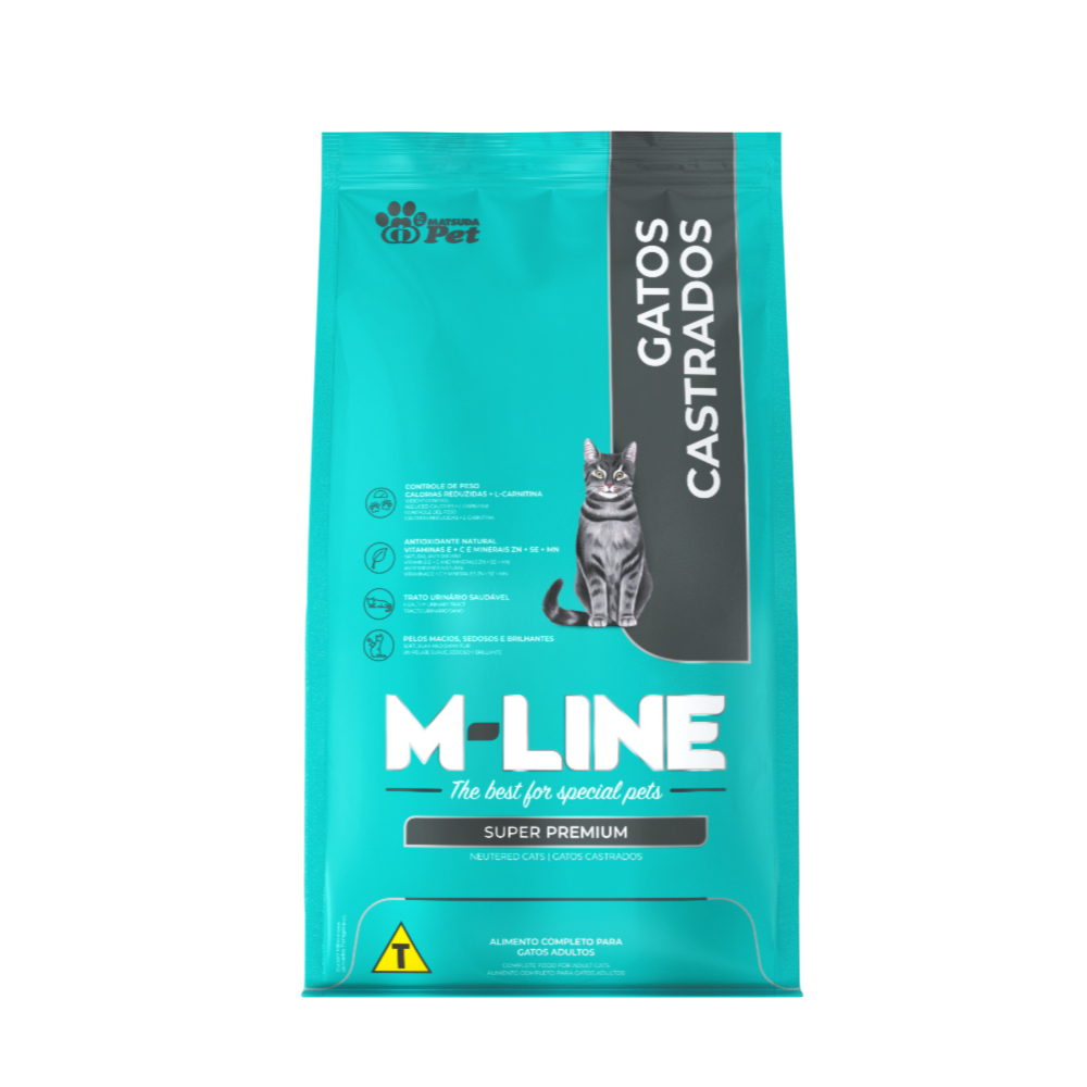 Ração Super Premium M-line Para Gatos Castrados 10,1kg - Matsuda