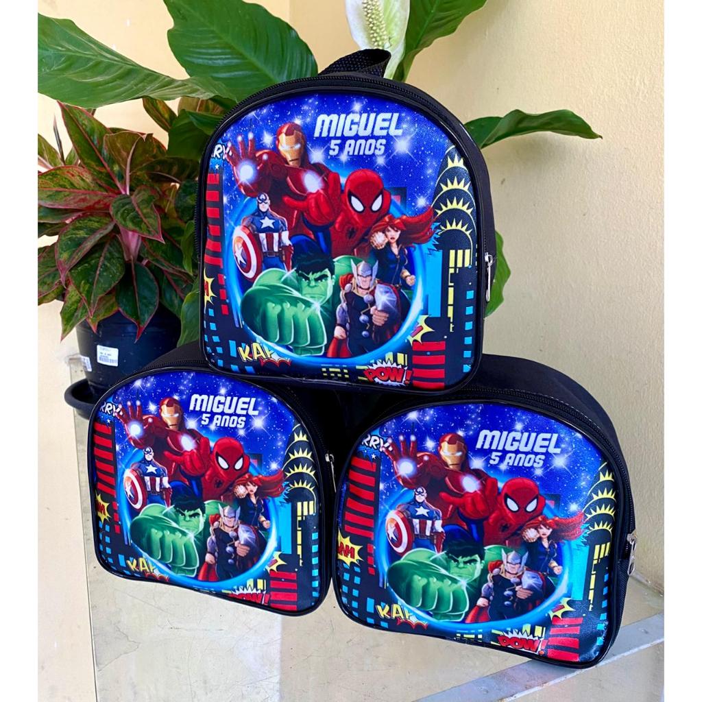 10 Mochilas tema vingadores - mochilinhas personalizadas vingadores super herois para festa aniversario - lembrancinhas