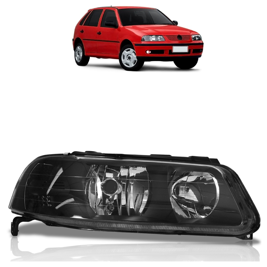 Farol Dianteiro Gol Parati Saveiro G3 1999 2000 2001 2002 2003 2004 2005 Foco Duplo Máscara Negra