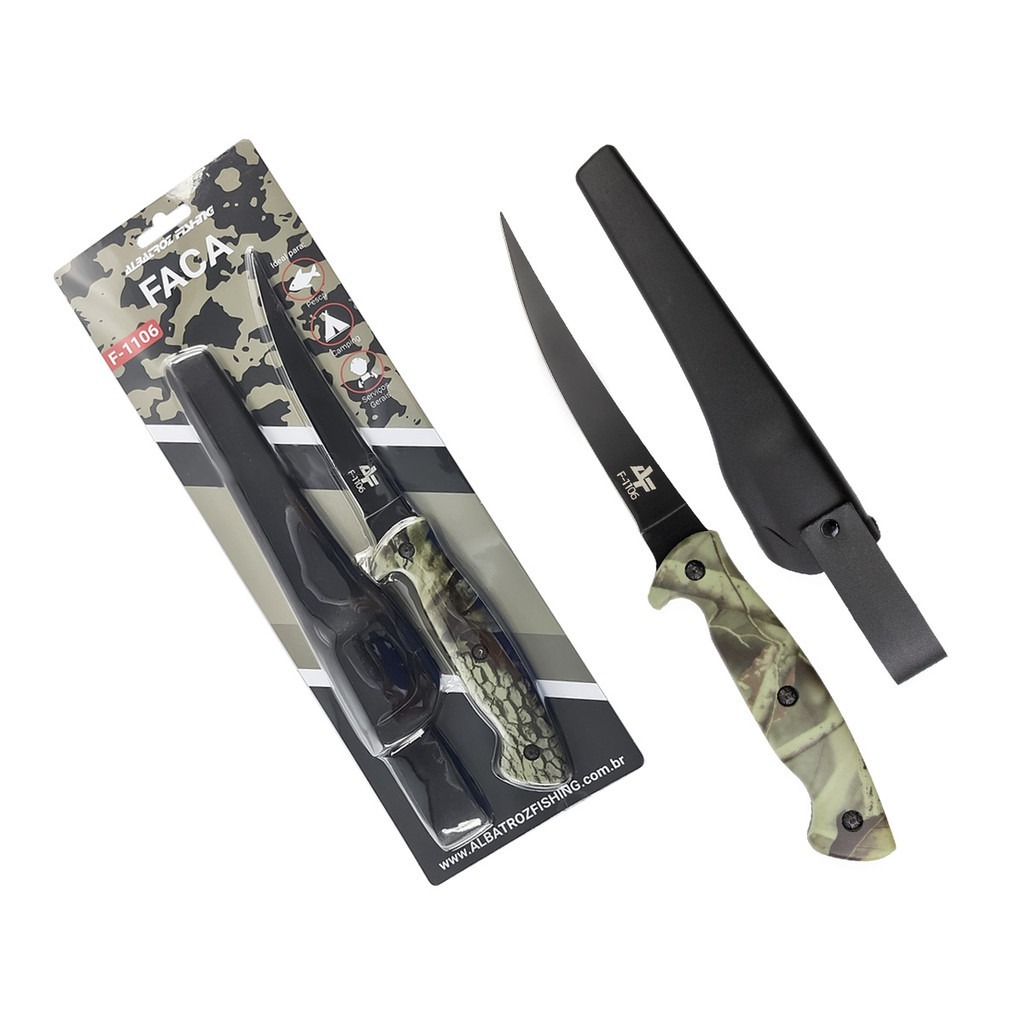 Faca Fileteira Camuflada Albatroz C/ Bainha | F-1106