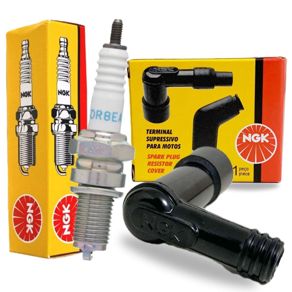 Vela de Ignição + Cachimbo Fz25 250 / Fazer 250 / Lander 250 / Teneré 250 Ngk