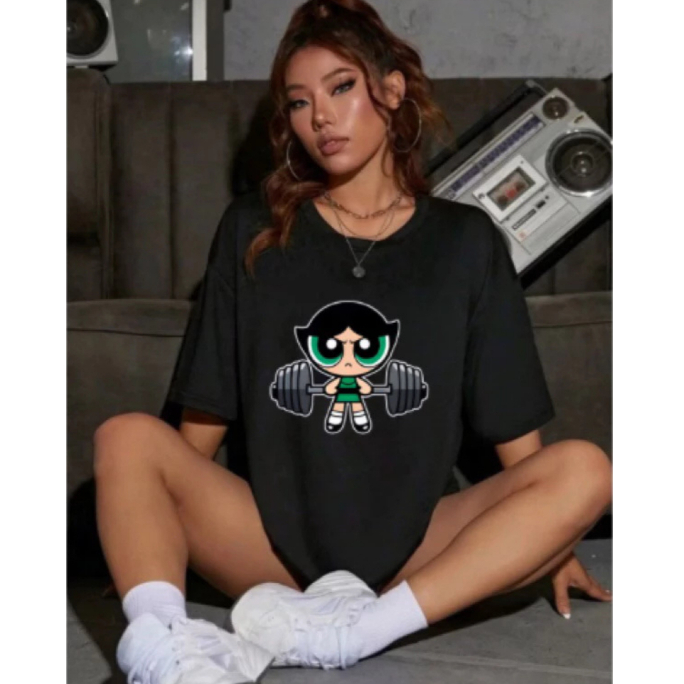 Camiseta Feminina 100% Algodão Camisa Estampada Meninas Super Poderosas Docinho Maromba Academia
