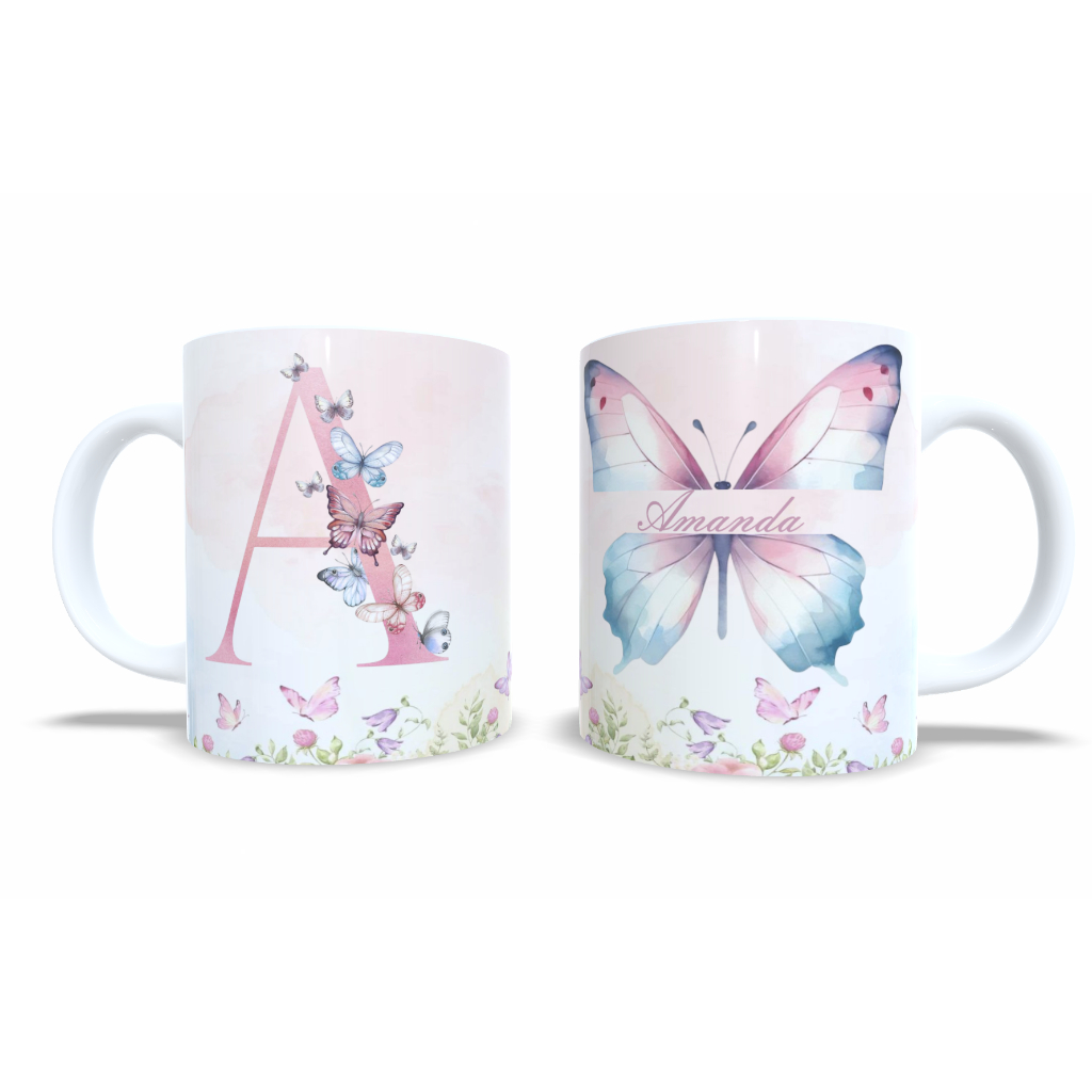 Caneca Personalizada Com Nome E Desenho De Borboletas Presente Ultra Qualidade Full HD 2735 em Oferta na Shopee
