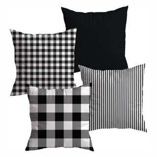 Kit 4 Capas De Almofadas Decorativas 45x45 - Xadrez em Oferta na Shopee