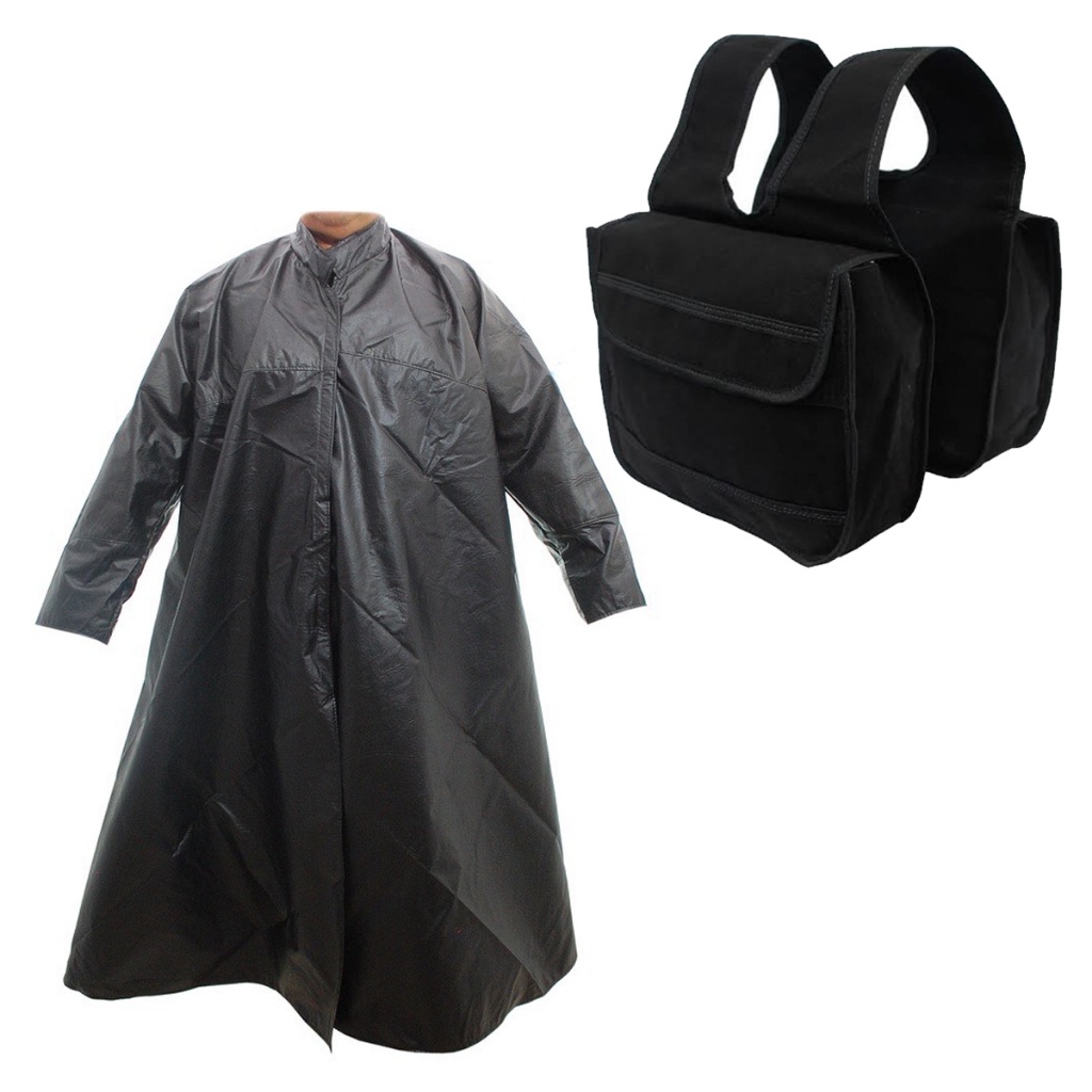 Kit Capa De Chuva Para Cavaleiros Boiadeiros Grande Protege Do Frio E Alforge Térmico