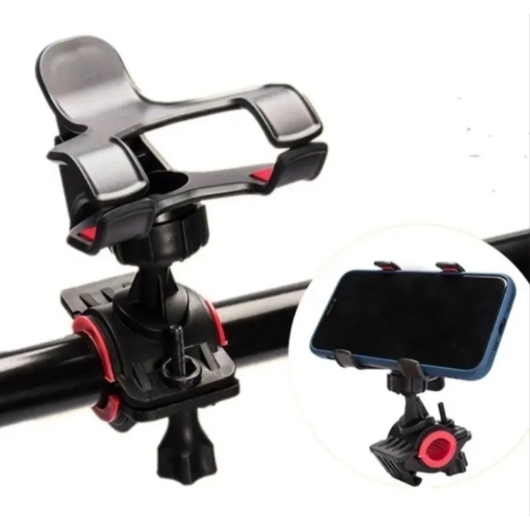 Suporte de celular para moto e bike resistente e seguro para pedestal de microfone gira 360º