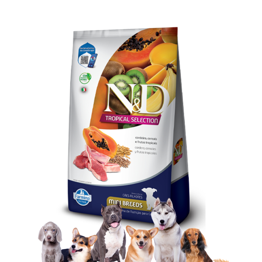 Ração Tropical Canino Filhote Mini Cordeiro 2,5kg Seca Farmina N&D Cães Cachorro