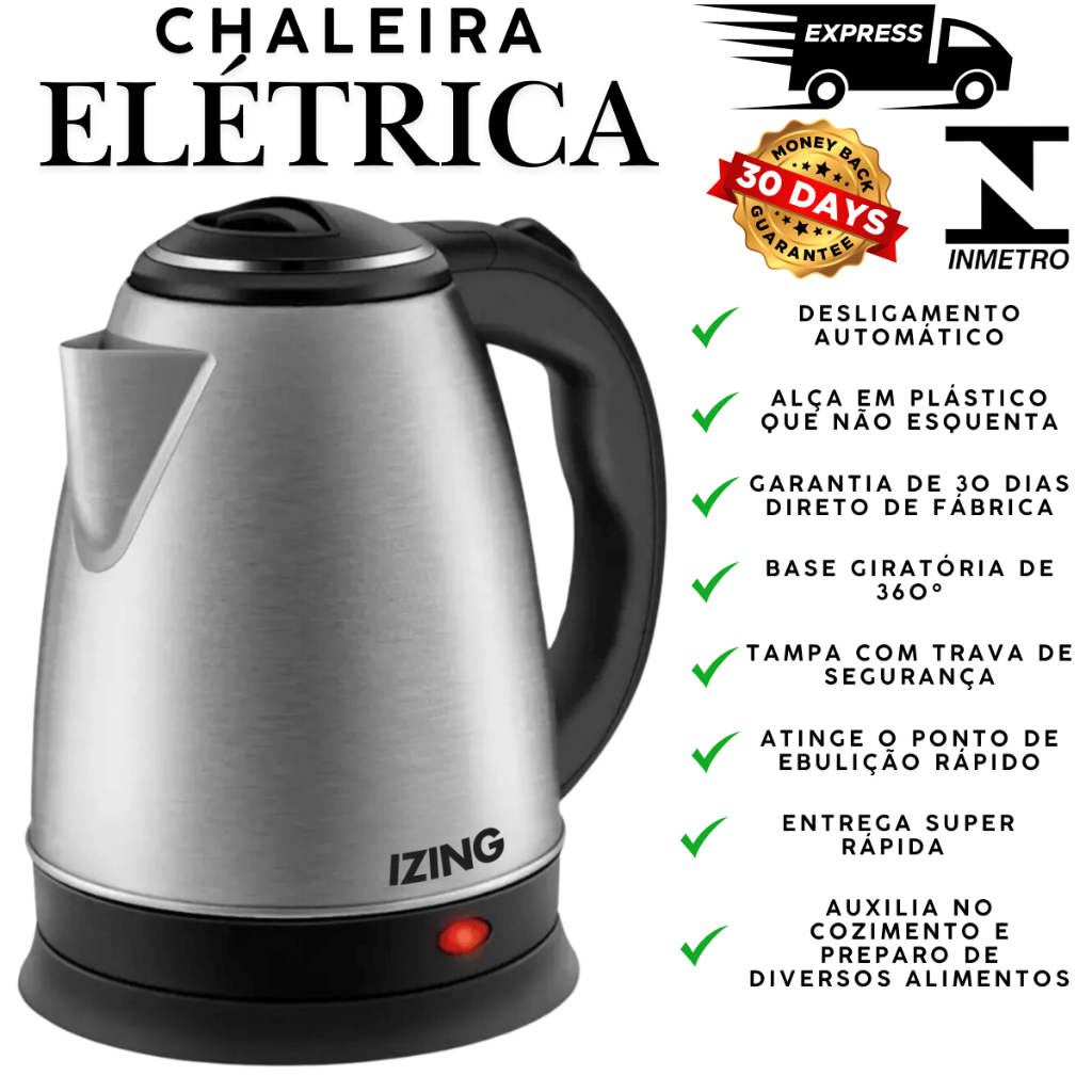 Chaleira Elétrica De Agua Térmica Portátil Bule Inox Cor Preta 110/220v Jarra em Oferta na Shopee