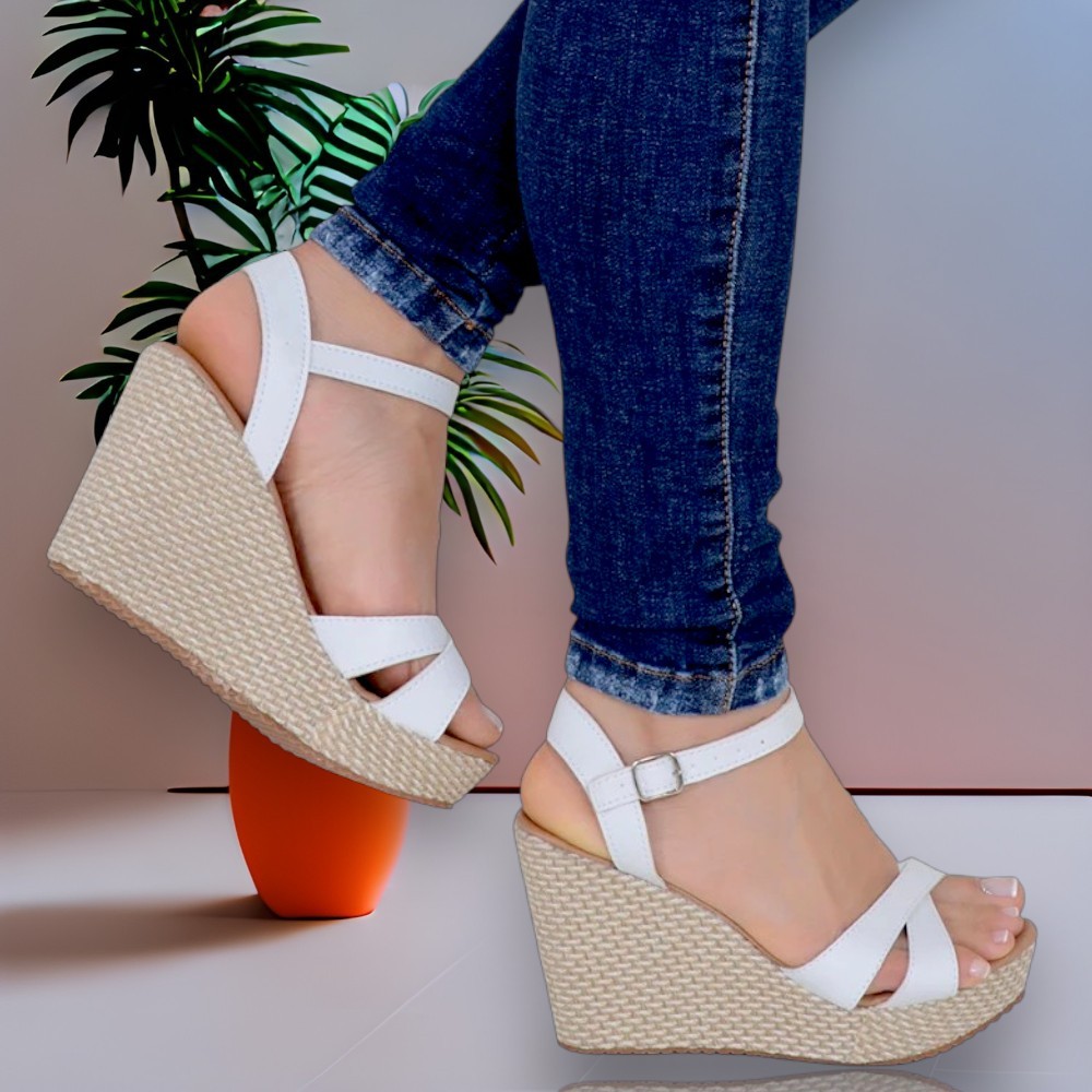 Sandália Feminina Anabela Salto Alto 10cm Anti Derrapante Tamanco Plataforma Com Palmilha Confortavel