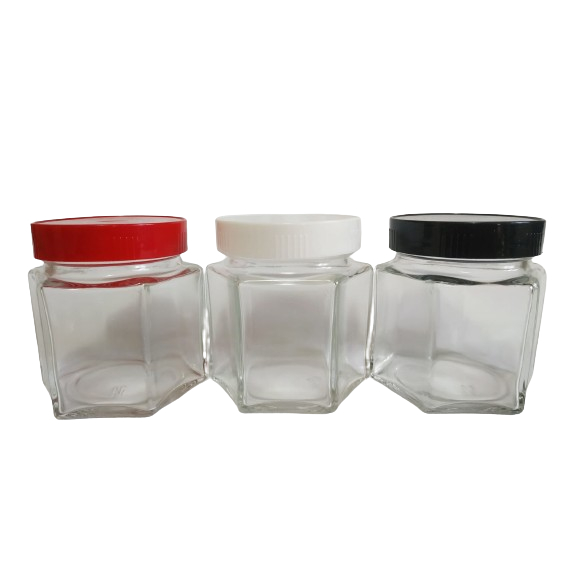 Kit 4 Potes Sextavado 150ml Vidro + Tampas ( tempero condimento geleia )...