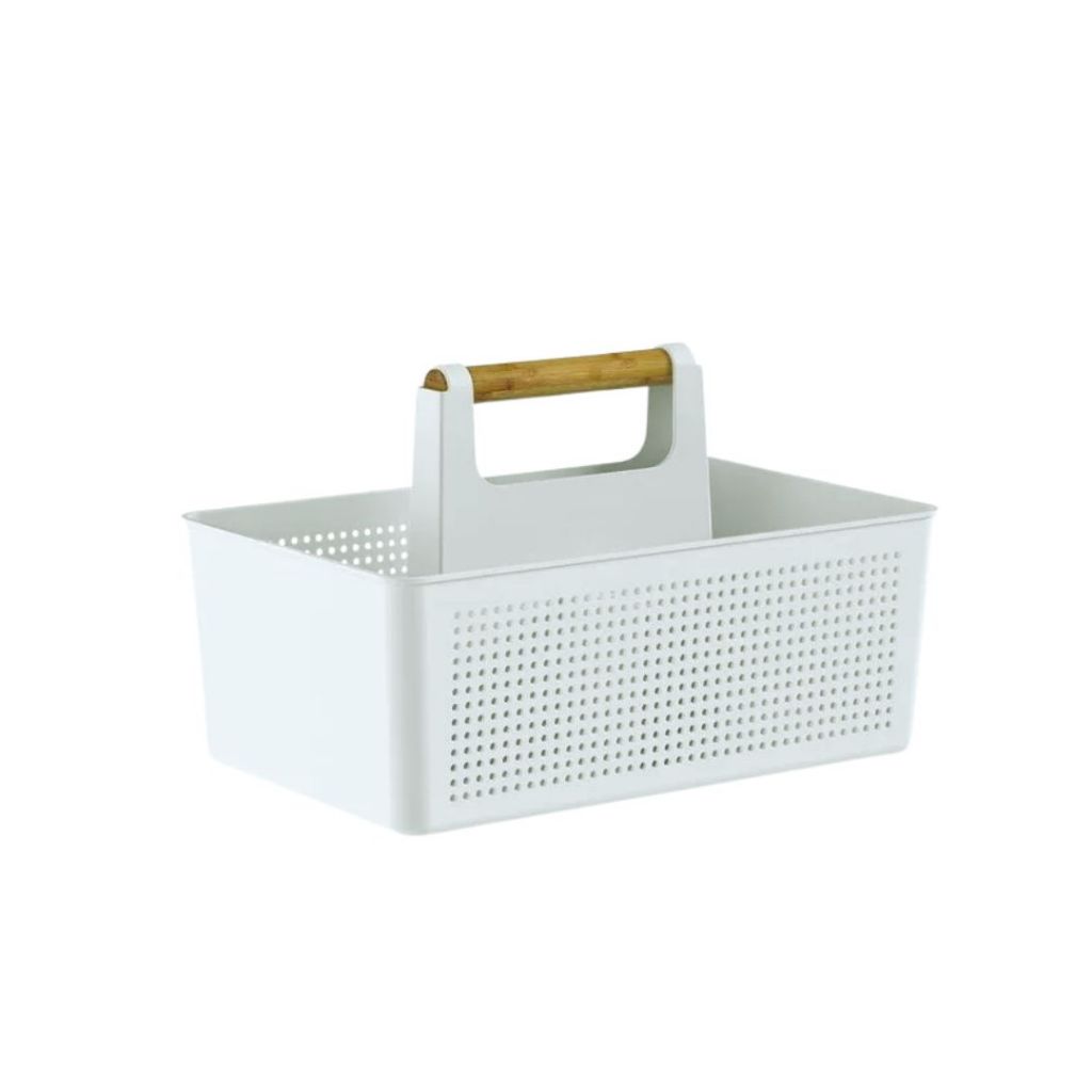 Organizador Flow Multiuso Limpeza Com Alças Bambu Branco em Oferta na Shopee