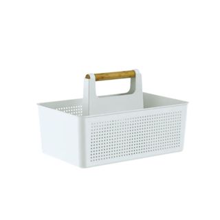 Organizador Flow Multiuso Limpeza Com Alças Bambu Branco em Oferta na Shopee