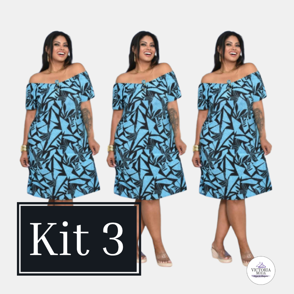 Kit 3 Vestido Ciganinha Estampado Liganete Tamanho GG EXG Fresquinho Soltinho Leve Confortável