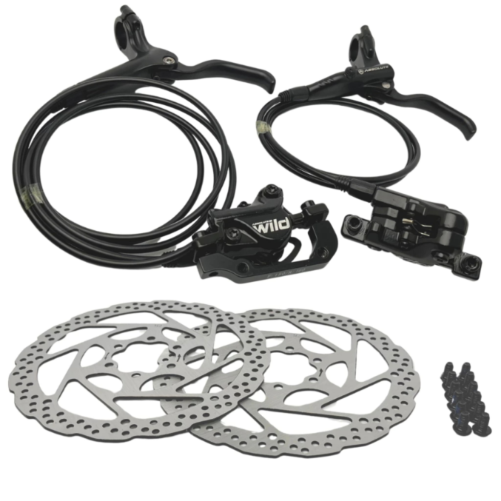 PAR FREIO HIDRÁULICO ABSOLUTE WILD 2 HD-220 - PINÇA 2 PISTÕES C/ DISCOS DE 6 PARAFUSOS 160MM PRETO em Oferta na Shopee
