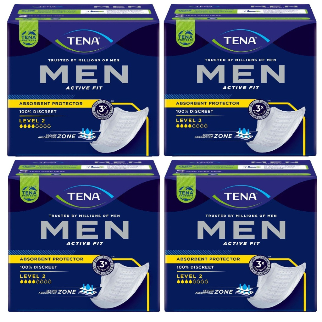 Kit 4 Pacotes Absorvente Masculino Tena Fit Men 10un cada - Total 40un