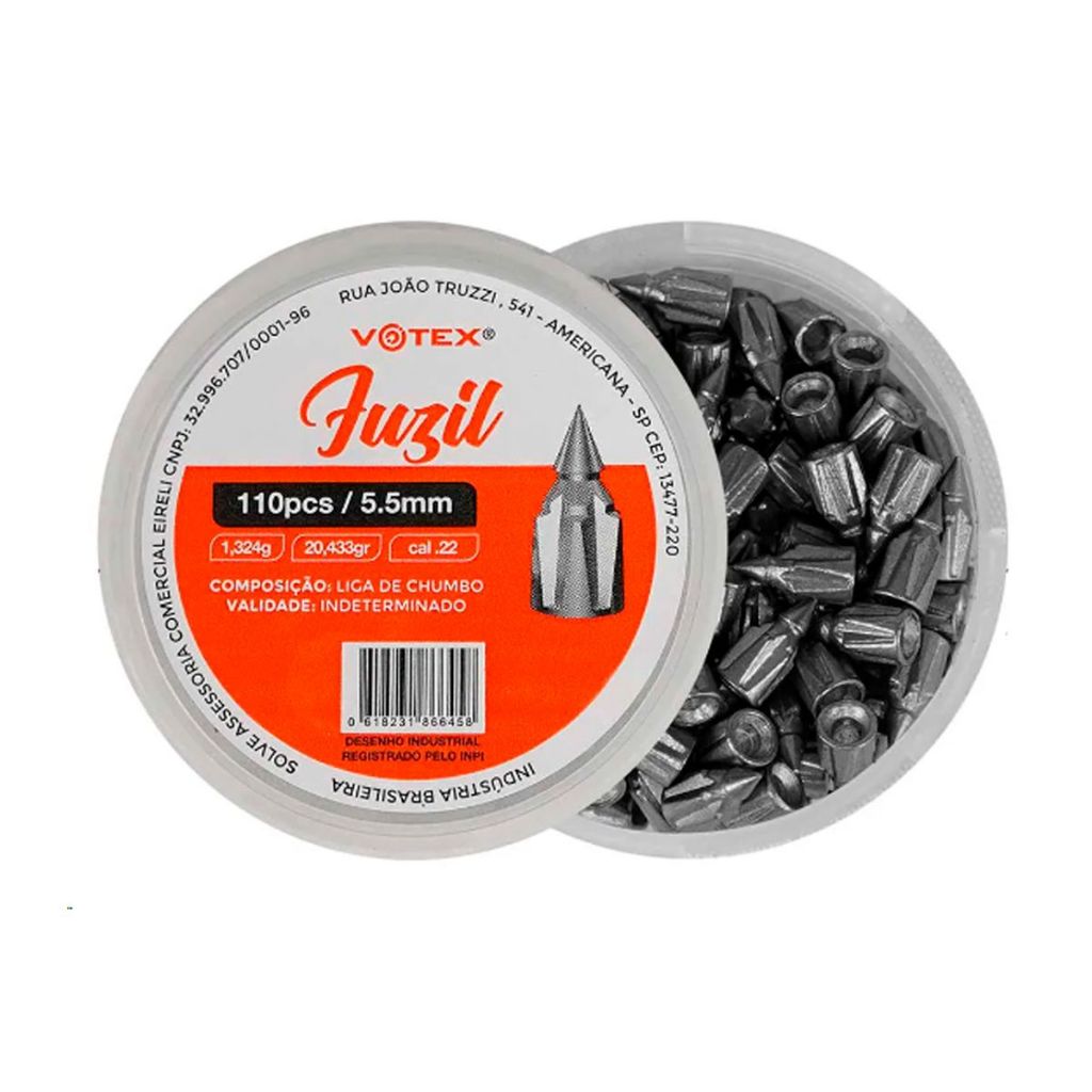 Chumbinho Fuzil 5.5mm 1,324g 110 Unidades - Votex