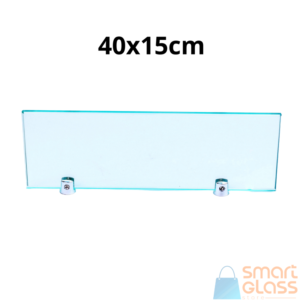 Prateleira de Vidro 40x15 Com Suporte Premium Lapidado 8mm em Oferta na Shopee