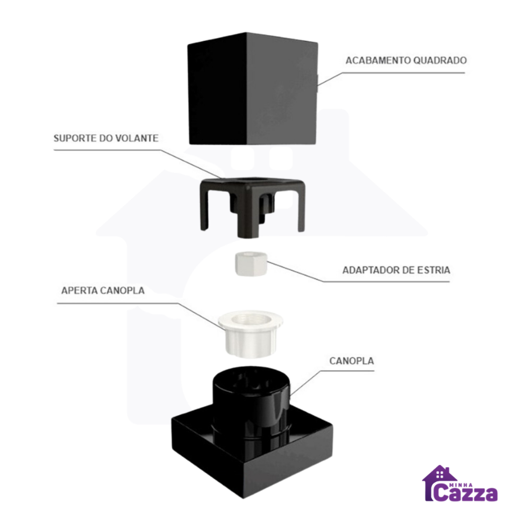 Kit 2 Acabamento Para Registro Preto 1/2 3/4 Padrão 16 Estrias Chuveiro e Geral — imagem 2 de 2