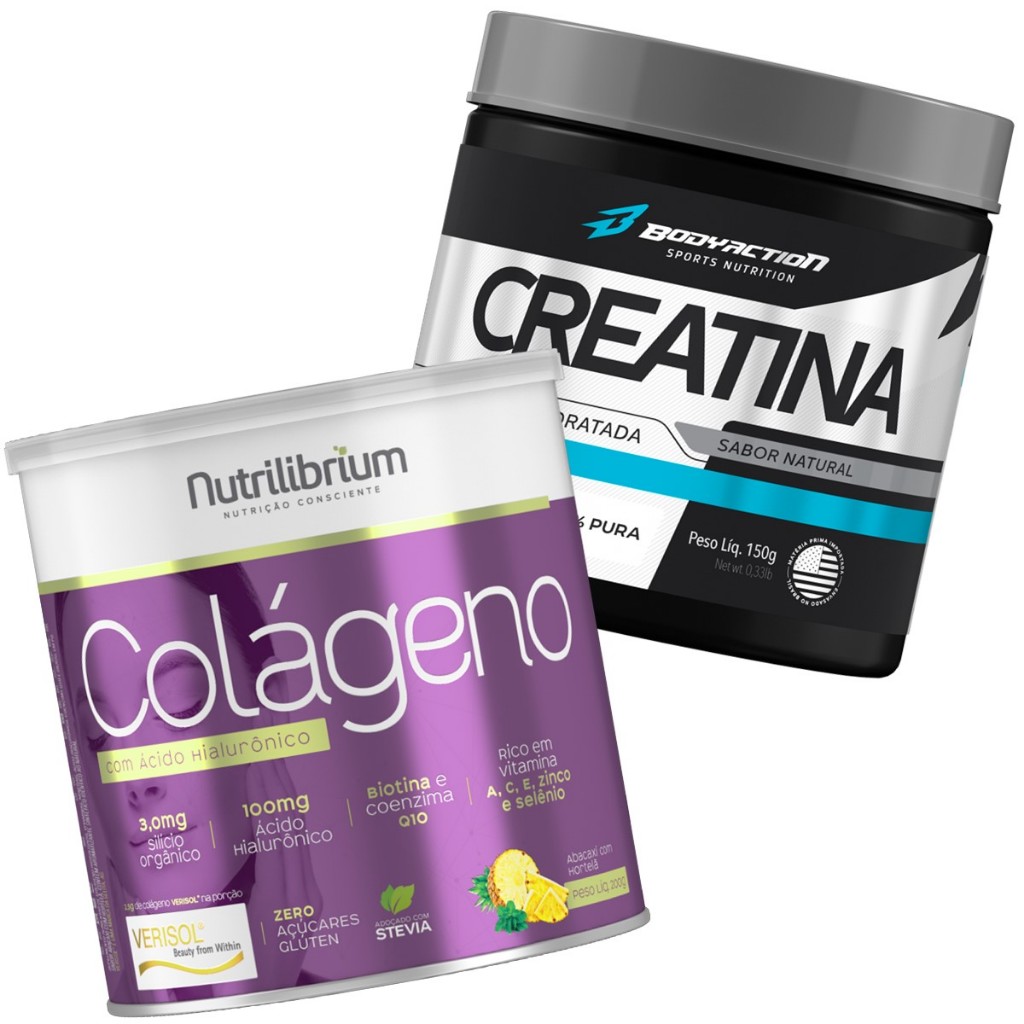 Creatina Monohidratada 100% Pura 150g + Colágeno com Ácido Hialurônico Verisol 200g - Health