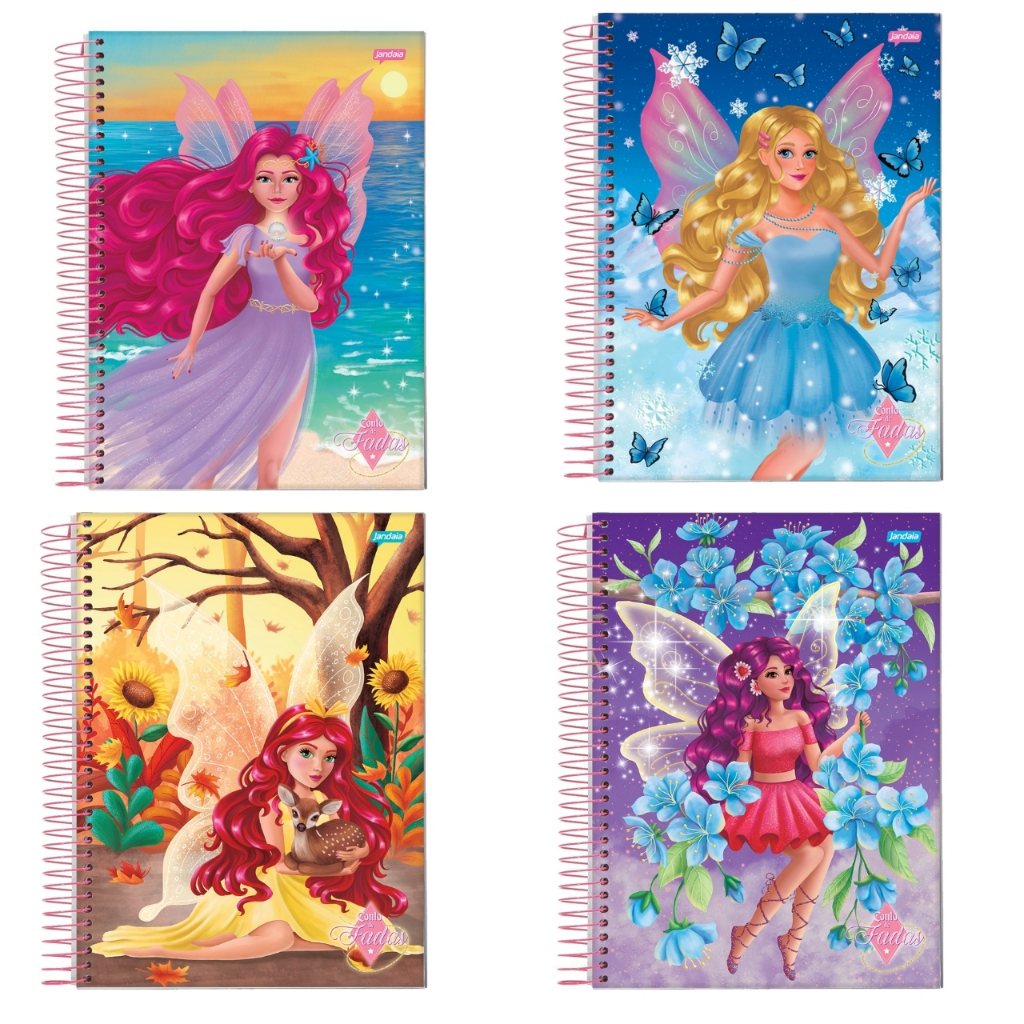 Caderno Conto de Fada Universitário 1 Matéria 80 Fls Menina em Oferta na Shopee
