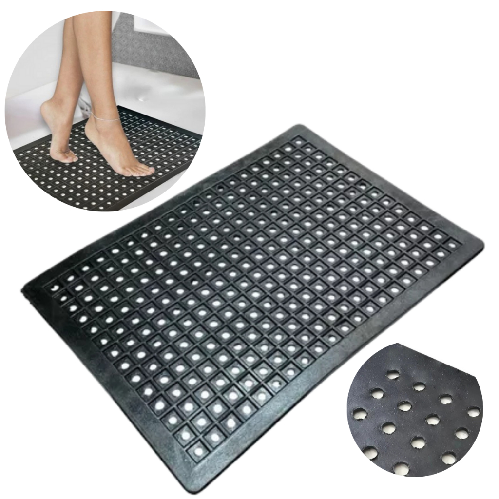 Tapete De Banho Antiderrapante Emborrachado Carpete Box De Banheiro Retangular 42x30cm Preto em Oferta na Shopee