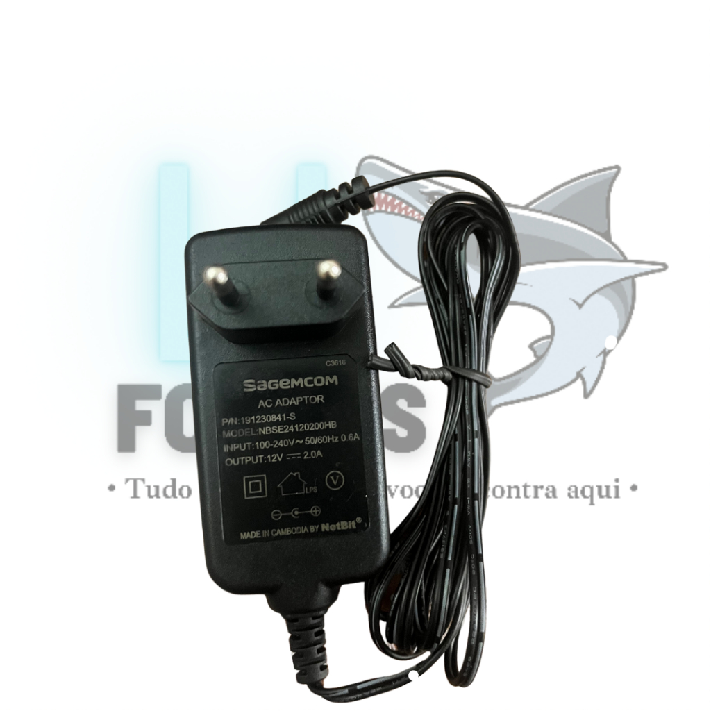 Fonte de Alimentação Sagemcom 12V 2,0Amp - Cabo 3mt