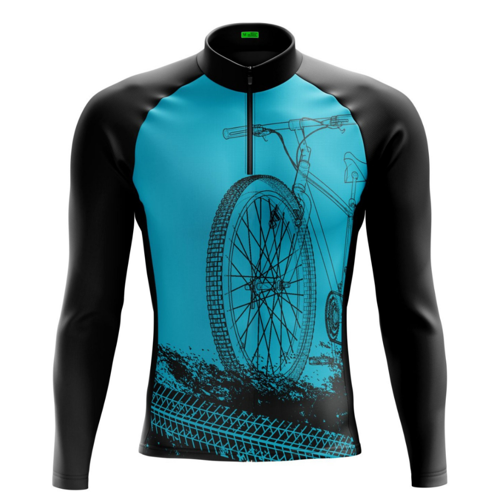 Camisa de Ciclismo Roupa Masculina Bike Roda Azul Frio Manga Longa em Oferta na Shopee