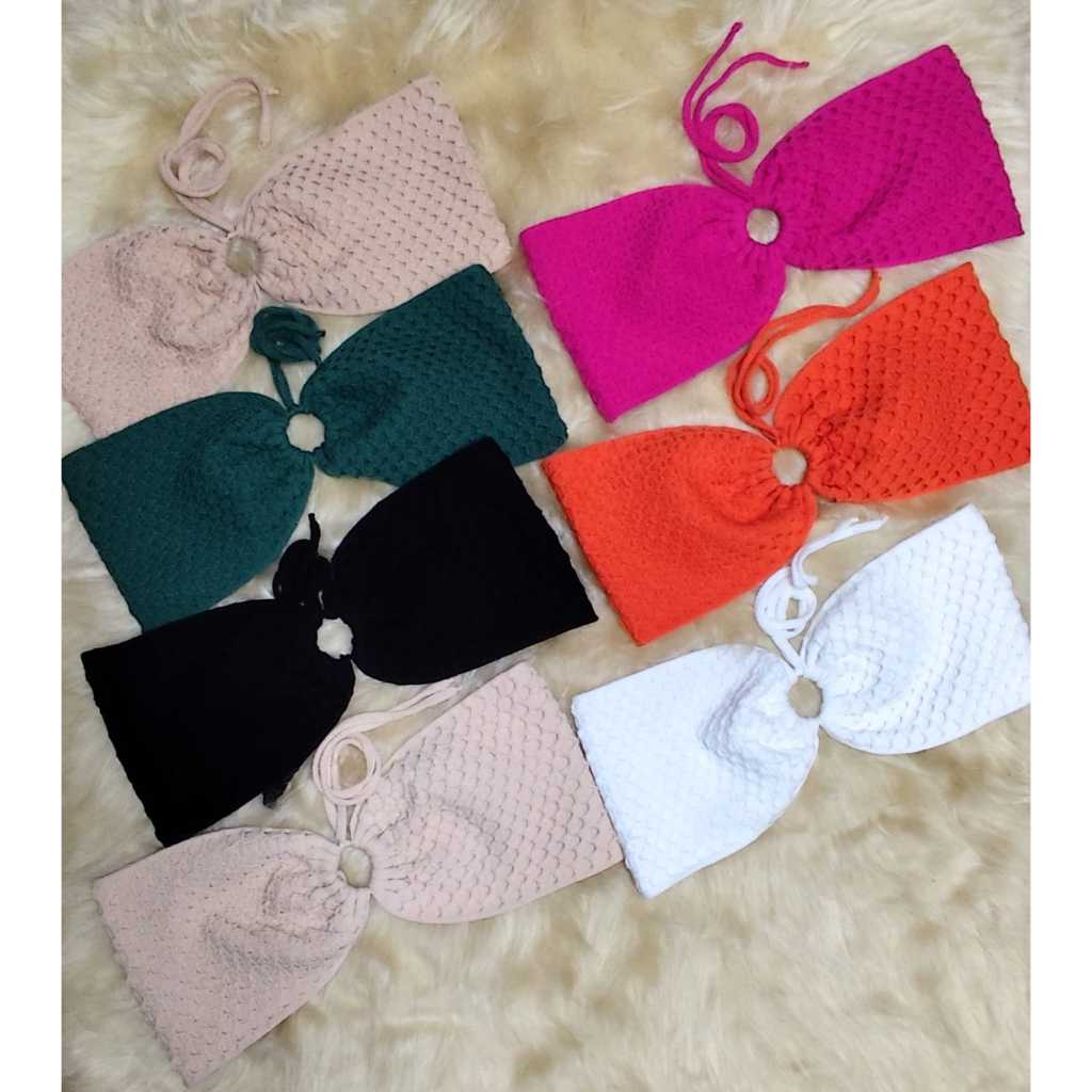 Top Argola com Amarração Tricot Modal Verão Carnaval 2026 em Oferta na Shopee