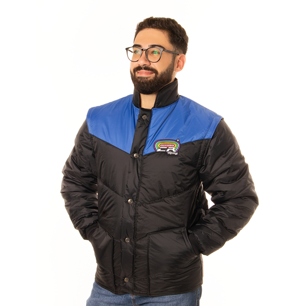 Jaqueta Tradicional Preto e Azul Royal California Racing em Oferta na Shopee