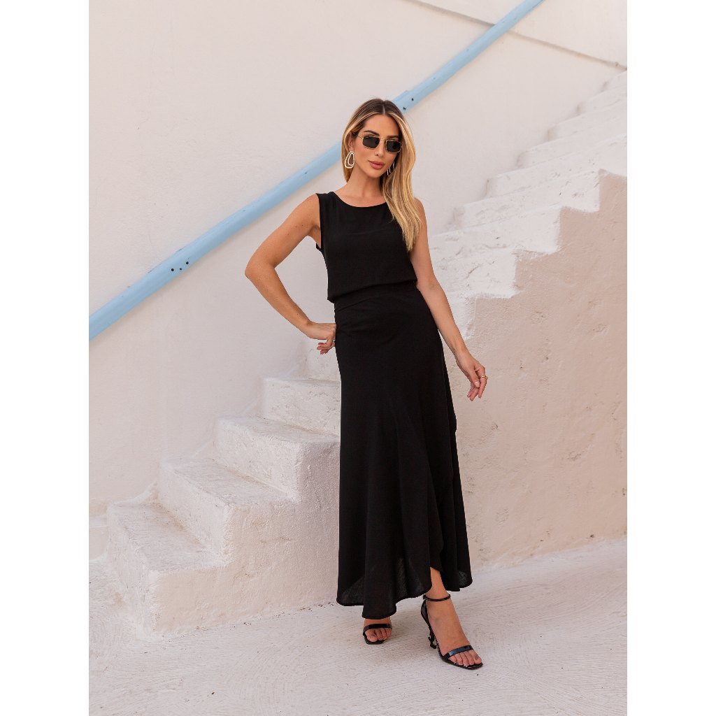 Saia Envelope Midi Viscolinho Salvatore Fashion