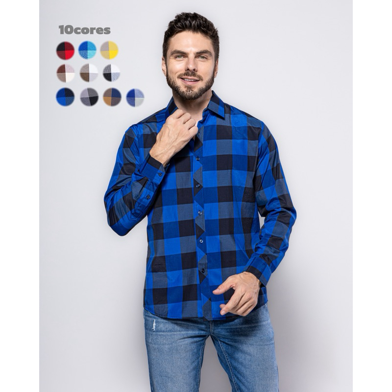 Camisa Social Xadrez Masculina Moda Versátil Feito Na China