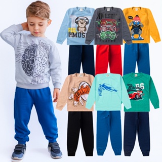 Kit 8 Peças Conjunto Moletom Infantil Menino 1 ao 16 Masculino Outono Inverno em Oferta na Shopee