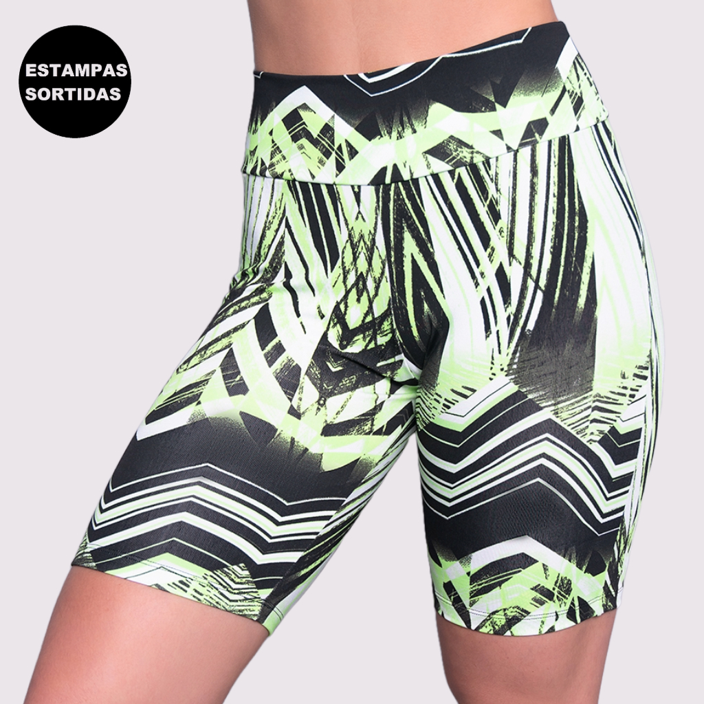 Bermuda Suplex Estampada Fitness Feminina RLC Modas Academia Treino Malhar Cintura Alta Ciclista