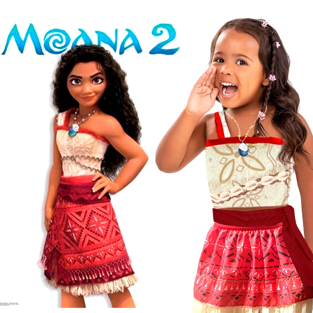 Moana 2 Fantasia Infantil menina para festa aniversario e carnaval