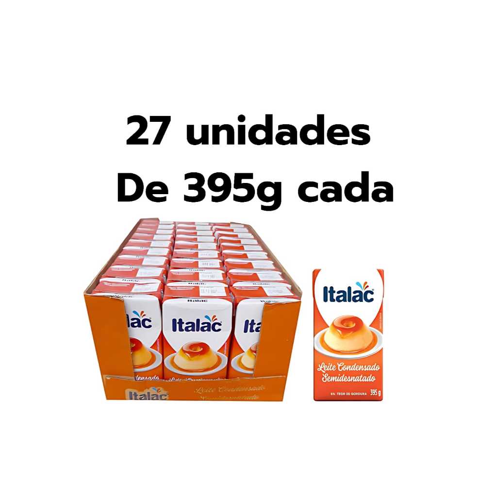 Kit caixa Leite condensado Italac 395g 27un