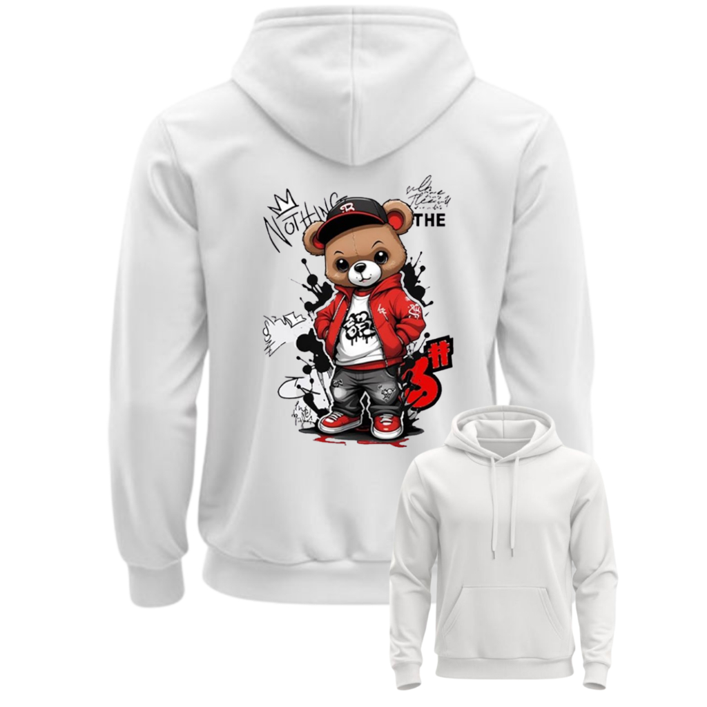 Moletom Unissex Canguru Blusa de Frio Ursinho Estiloso Estampada Casaco Flanelado - Lançamento