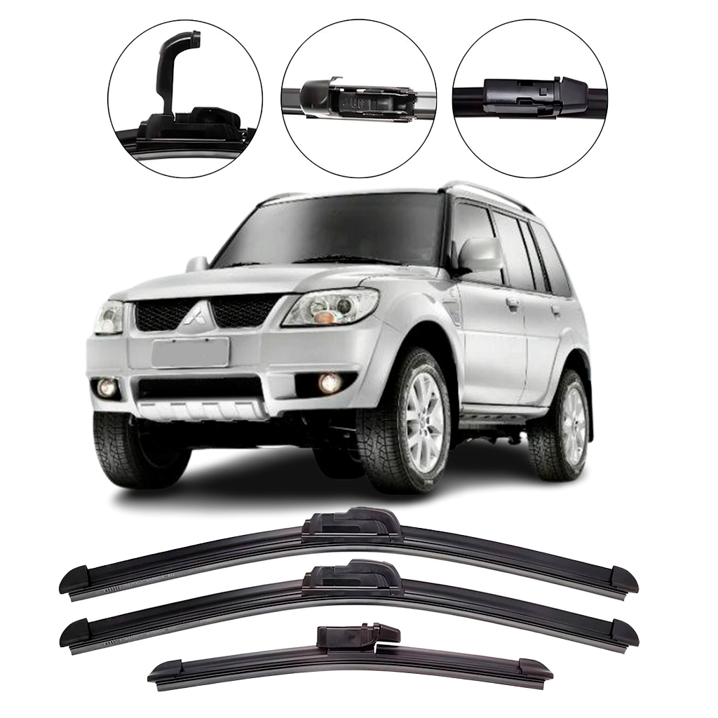 Kit Palhetas Limpador De Parabrisa Dianteiro + Traseiro Para Mitsubishi Pajero TR4 2010 até 2015