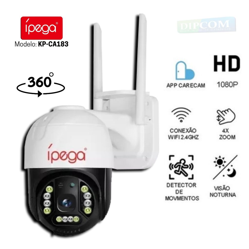 Camera De Segurança Wi-fi Visão Noturna Rastreamento Humano Microfone - Ípega KP-CA183