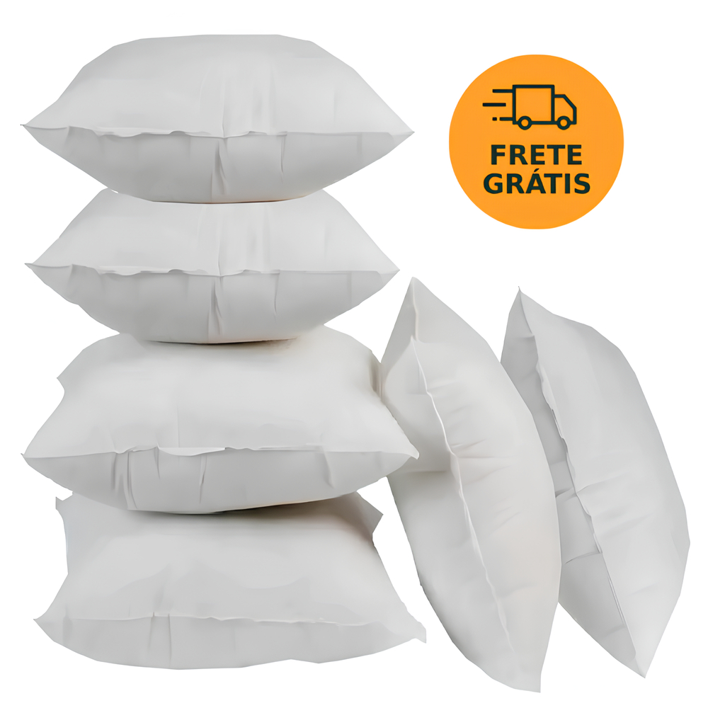 Kit 6 refil de Almofadas 45 cm x 45 cm de fibra ecológica ótimo custo beneficio