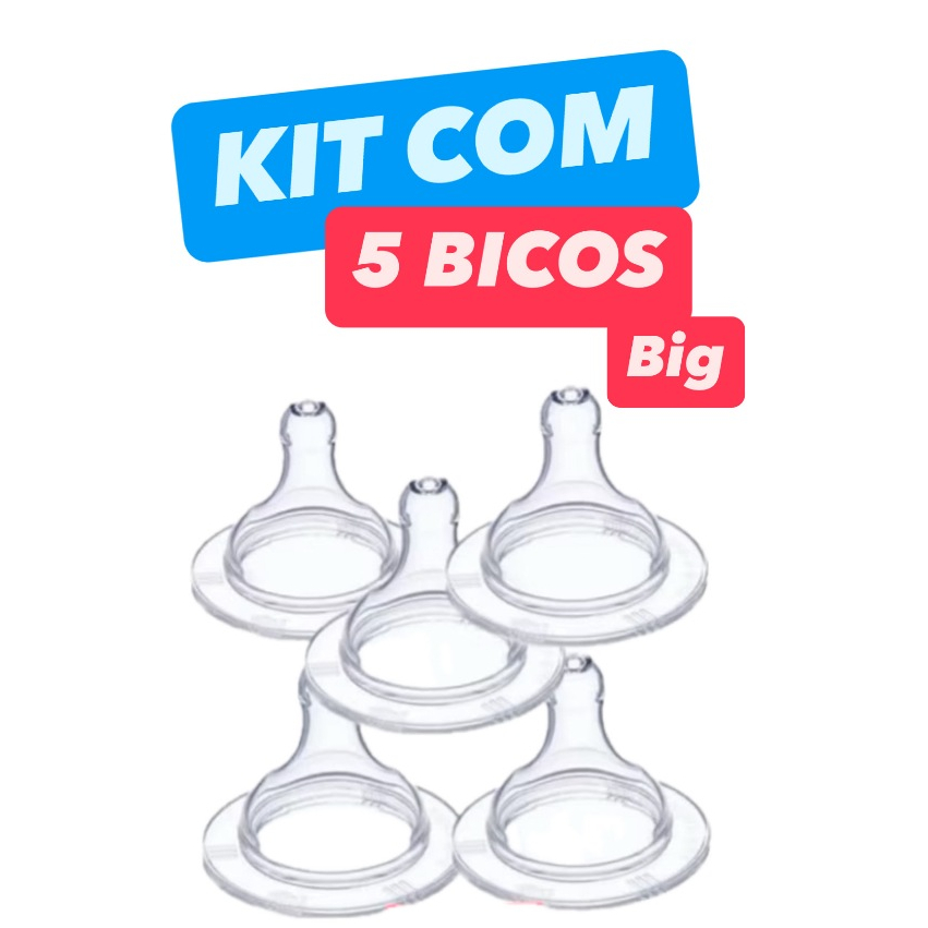Kit 5 Bicos Big Grande De Silicone Redondo OU ORTO em Oferta na Shopee