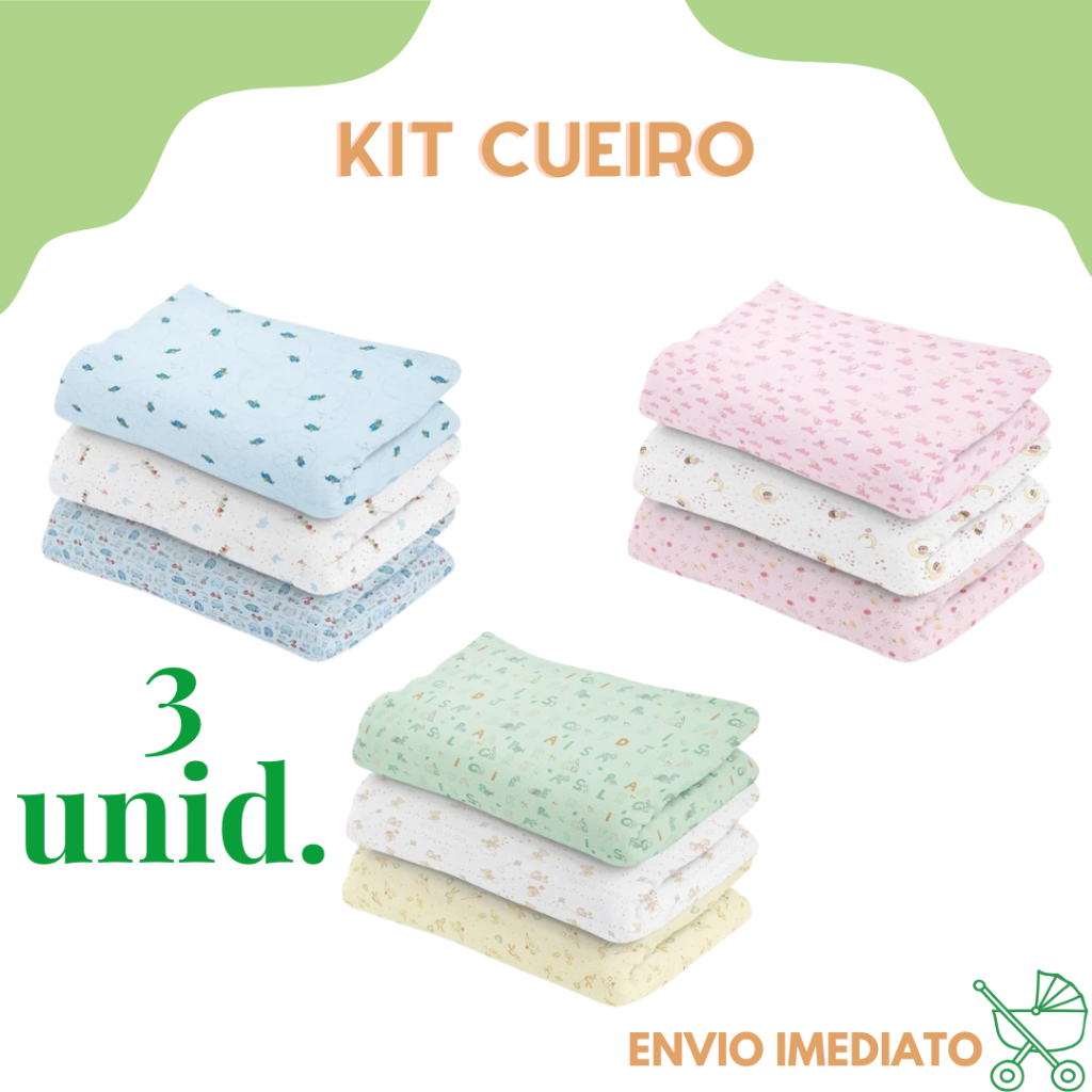 Kit 3 Cueiro Flanelado Estampado 50 x 80 Enxoval Infantil Bebê Menino Menina Neutro em Oferta na Shopee