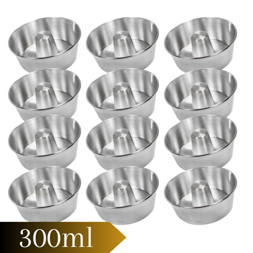 Kit 12 Formas Mini Forminha 300ml Reutilizável Para Pudim Bolo Vulcão N12 - 12cm de diâmetro 5cm de altura Para Doces em Oferta na Shopee