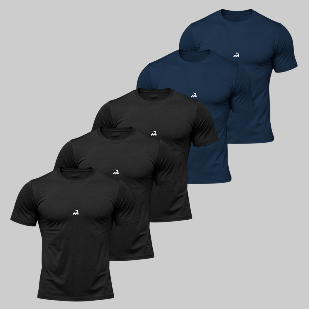 Kit 5 Camiseta Dry Fit Masculina Fitness Academia Corrida Poliester Treino Proteção UV Anti Odor