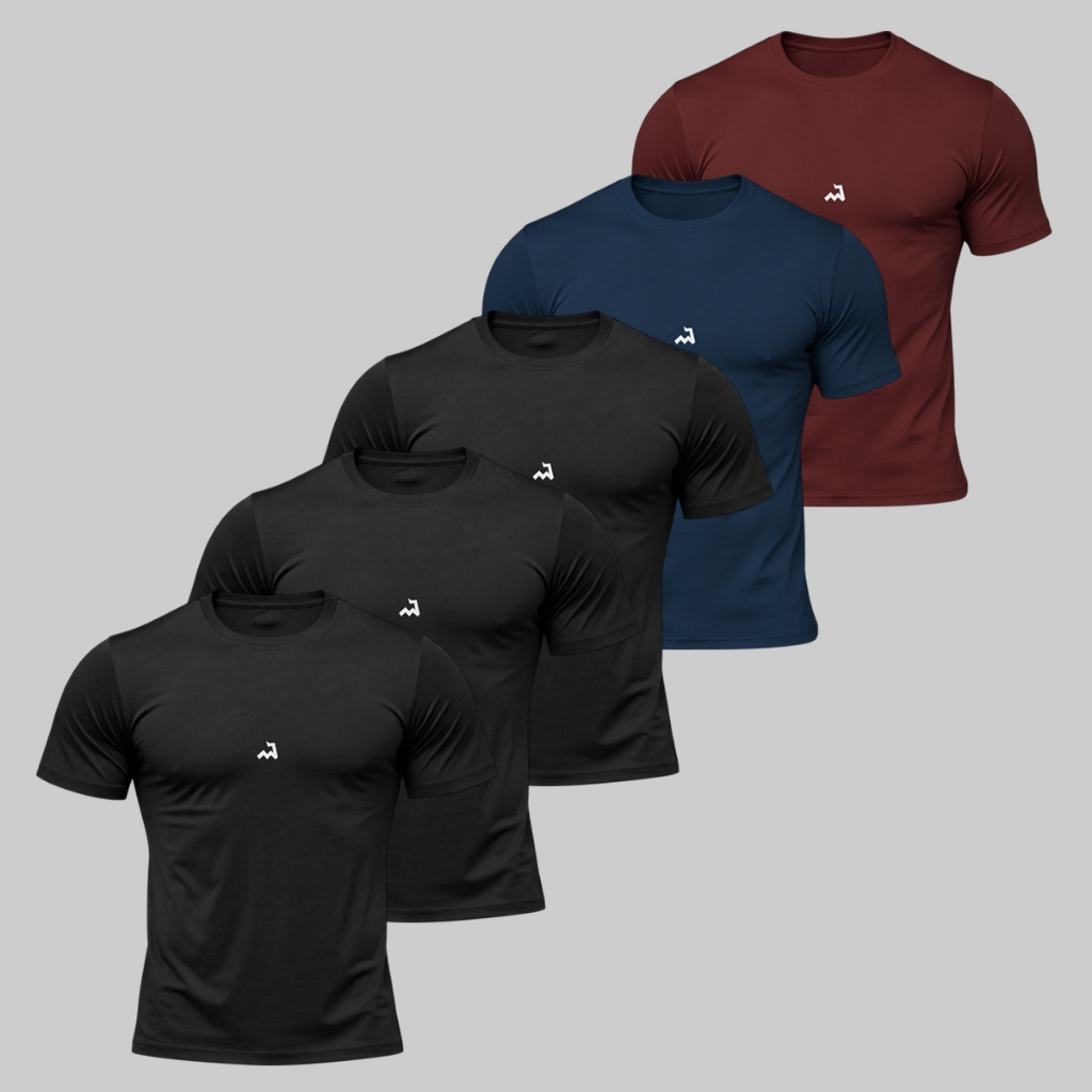 Kit 5 Camiseta Dry Fit Masculina Fitness Academia Corrida Poliester Treino Proteção UV Anti Suor