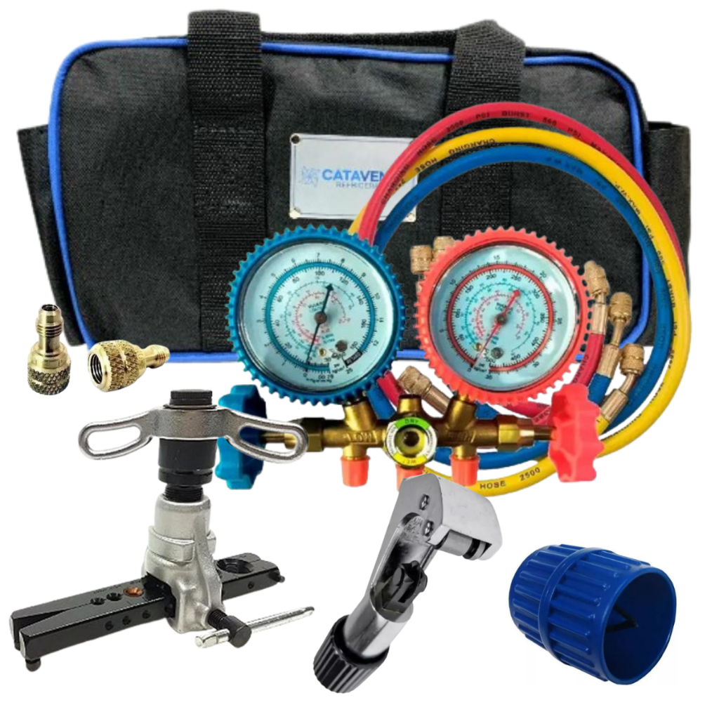 Manifold com visor + Flangeador Excêntrico + Maleta +  Cortador + Escareador