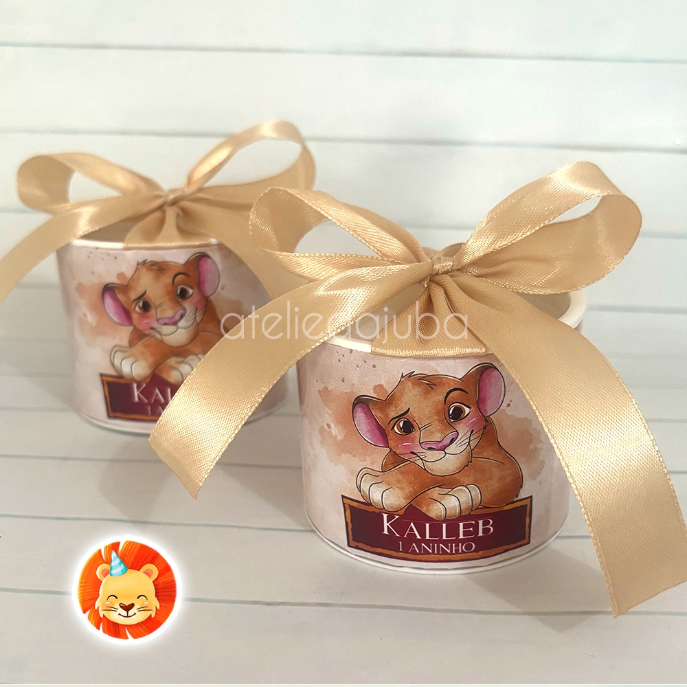 KIT MINI Tubolatas Personalizadas Lembrancinha O Rei Leão Simba Aquarela - 5x6 cm
