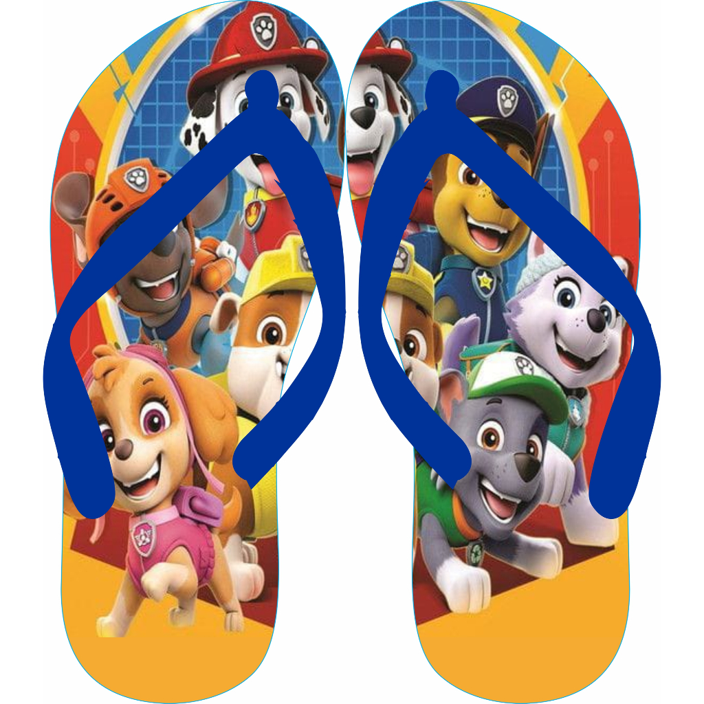 Chinelo Patrulha Canina personalizada a  arte será com a imagem escolhida