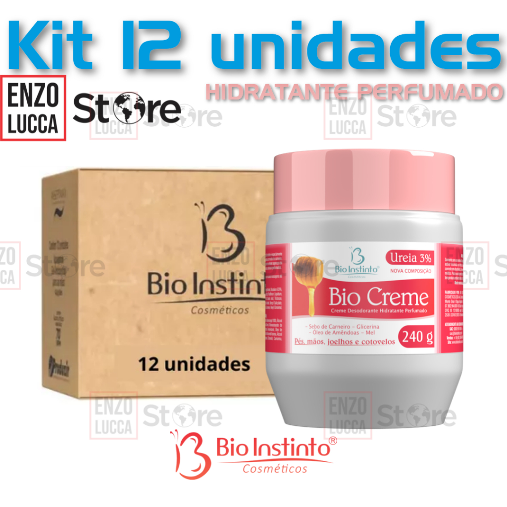 Caixa Com 12 Unidades BIO CREME DESOD. E HIDRATANTE PERFUMADO PARA PÉS E MÃOS 240g Bio Instinto em Oferta na Shopee